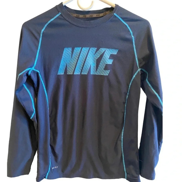 NIKE EUC BOYS NAVY DRI FIT TOP SHIRT TOPS TSHIRT SHIRTS BLUE CASUAL SIZE L LARGE - Picture 1 of 4